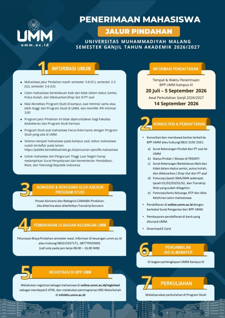 Penerimaan Mahasiswa Jalur Pindahan TA Ganjil 2026/2027